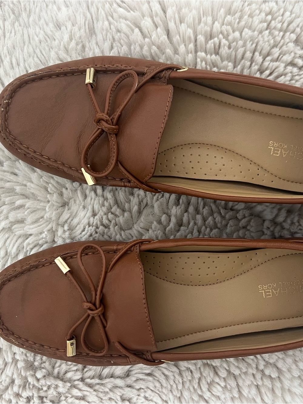 Michael Kors Cognac Leather Bow Loafers